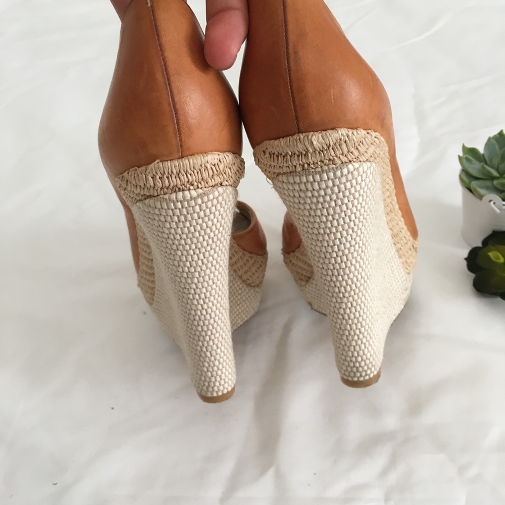 Rachel Zoe Leather Espadrille Rattan Wedges - Picture 6 of 8
